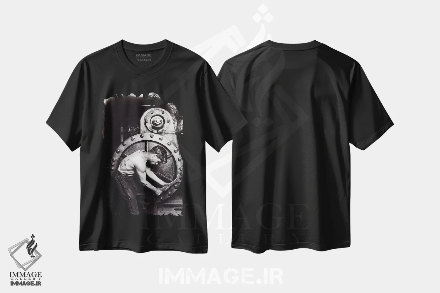 تیشرت مشکی طرح دار c.1924,مکانیک نیروگاه، حدود ۱۹۲۴، تزئینی اثر لویس ویکس هاین | فروشگاه ایماژ