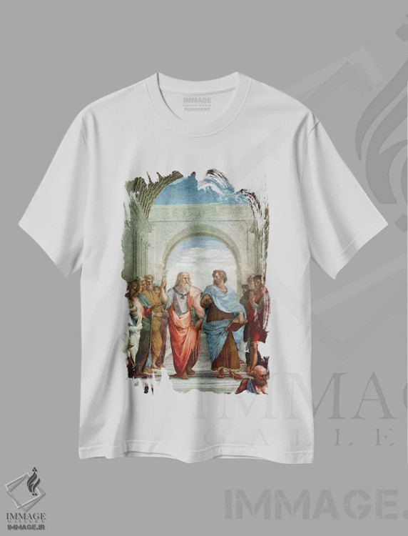 تیشرت سفید طرح دار آثار رافائل - immage.ir
