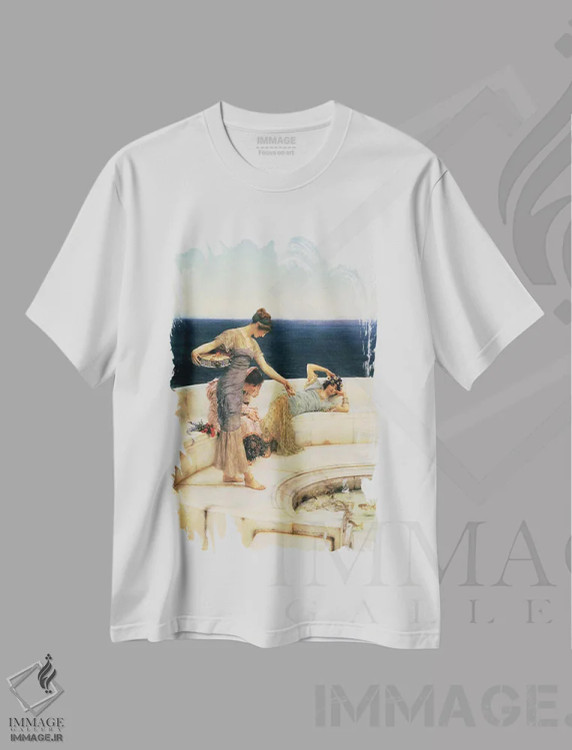 تیشرت سفید طرح دار آثار سر لاورنس آلما-تادما - immage.ir