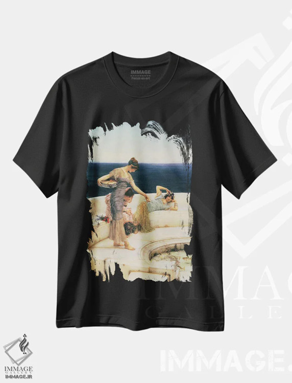تیشرت مشکی طرح دار آثار سر لاورنس آلما-تادما - فروشگاه ایماژ