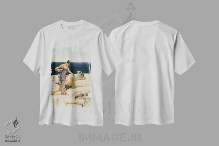 تیشرت سفید طرح دار آثار سر لاورنس آلما-تادما - immage.ir