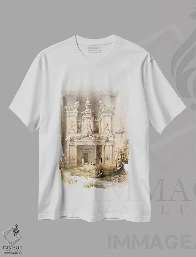 تیشرت سفید طرح دار آثار دیوید رابرتز - فروشگاه ایماژ