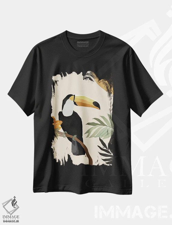 تیشرت مشکی طرح دار توکان، تزئینی اثر بریا نیکول | immage.ir