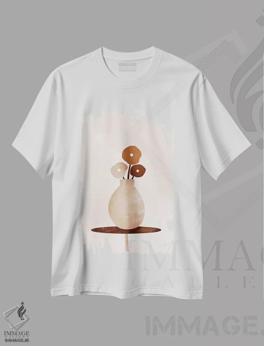 تیشرت سفید طرح دار گل ها، تزئینی اثر بریا نیکول | فروشگاه ایماژ