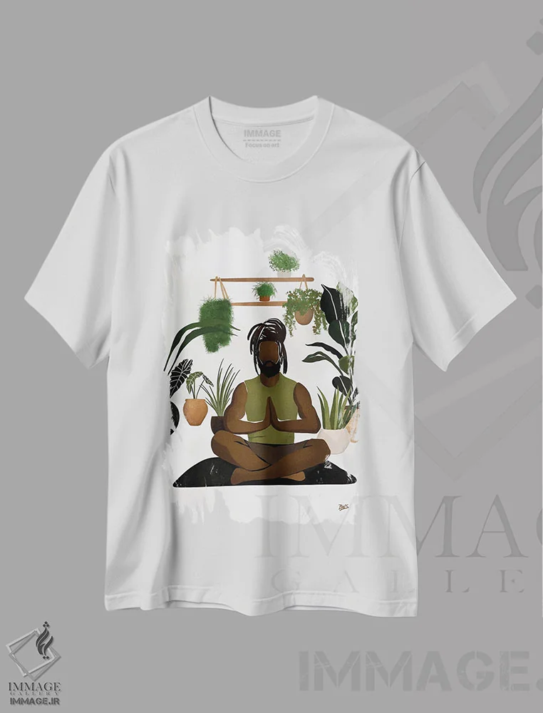 تیشرت سفید طرح دار در مرکز II، هنر آمریکایی آفریقایی تبار اثر بریا نیکول | immage.ir