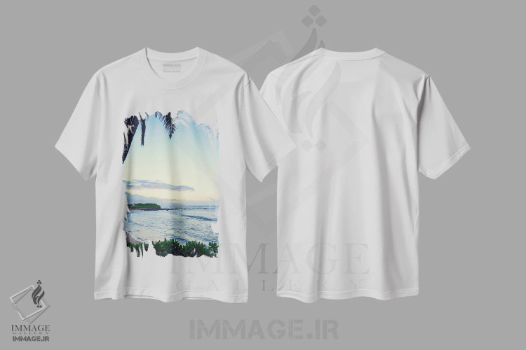 تیشرت سفید طرح دار زیر نخل، دکور ساحلی اثر بروس ناوراکه | immage.ir