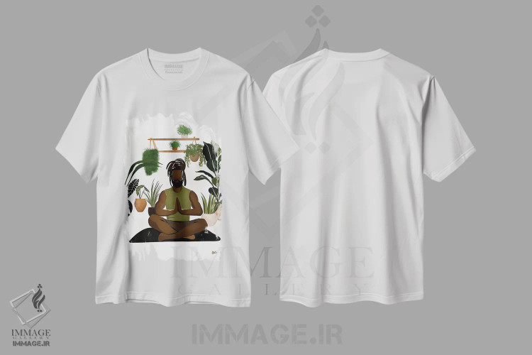 تیشرت سفید طرح دار در مرکز II، هنر آمریکایی آفریقایی تبار اثر بریا نیکول | immage.ir