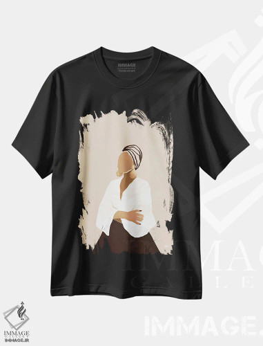 تیشرت مشکی طرح دار سلینا، هنر آمریکایی آفریقایی تبار اثر بریا نیکول | فروشگاه ایماژ
