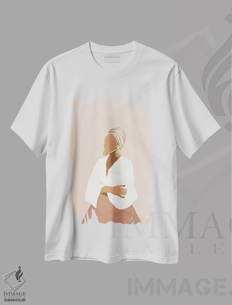 تیشرت سفید طرح دار سلینا، هنر آمریکایی آفریقایی تبار اثر بریا نیکول | فروشگاه ایماژ