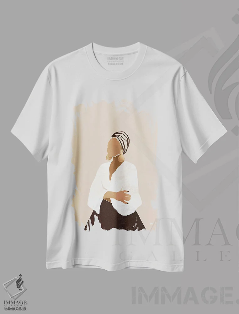تیشرت سفید طرح دار سلینا، هنر آمریکایی آفریقایی تبار اثر بریا نیکول | immage.ir