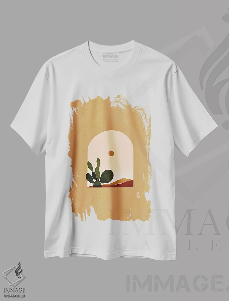 تیشرت سفید طرح دار طاق بیابان ۲، تزئینی اثر بریا نیکول | فروشگاه ایماژ