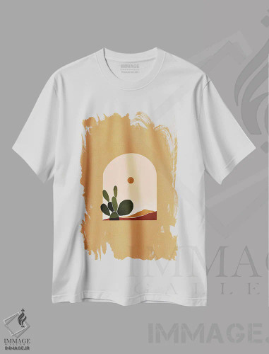 تیشرت سفید طرح دار طاق بیابان ۲، تزئینی اثر بریا نیکول | فروشگاه ایماژ