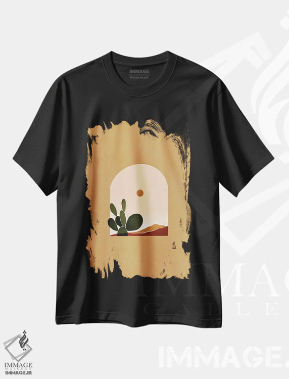 تیشرت مشکی طرح دار طاق بیابان ۲، تزئینی اثر بریا نیکول | immage.ir