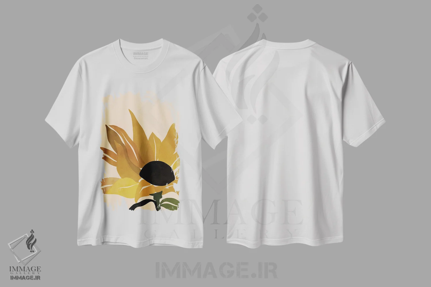 تیشرت سفید طرح دار گل آفتابگردان، هنر دیجیتال اثر بریا نیکول | immage.ir