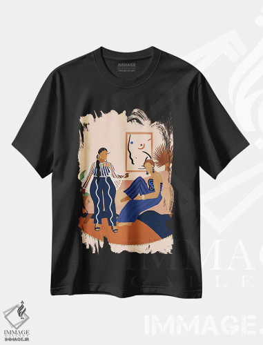 تیشرت مشکی طرح دار شب دخترانه، هنر آمریکایی آفریقایی تبار اثر بریا نیکول | فروشگاه ایماژ