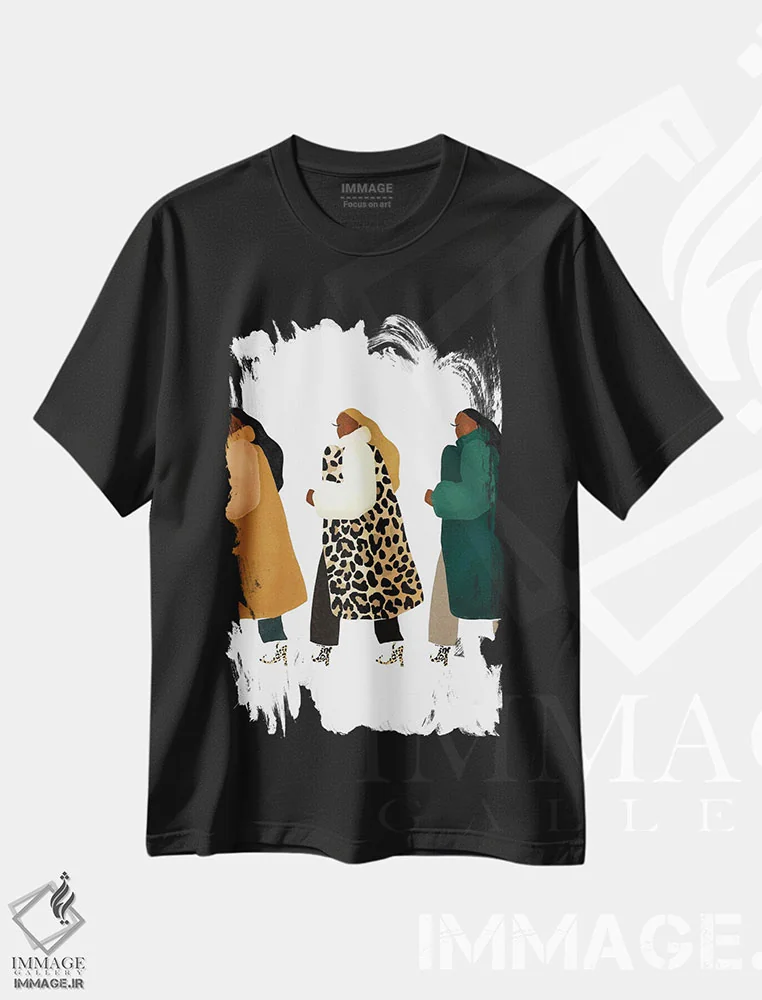 تیشرت مشکی طرح دار دختران مادی گرا، هنر آمریکایی آفریقایی تبار اثر بریا نیکول | immage.ir