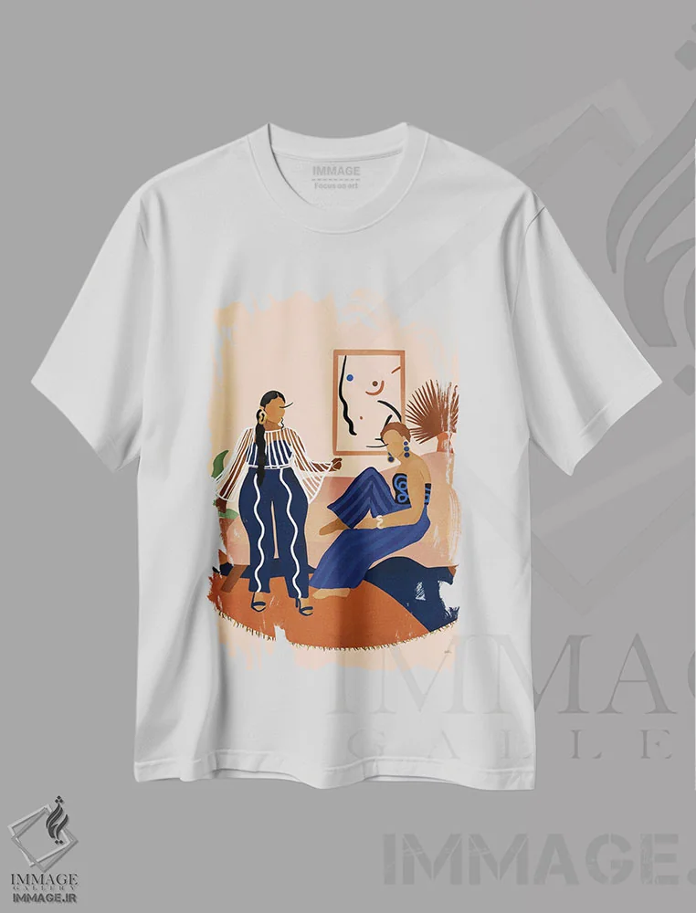 تیشرت سفید طرح دار شب دخترانه، هنر آمریکایی آفریقایی تبار اثر بریا نیکول | immage.ir