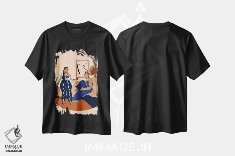 تیشرت مشکی طرح دار شب دخترانه، هنر آمریکایی آفریقایی تبار اثر بریا نیکول | فروشگاه ایماژ