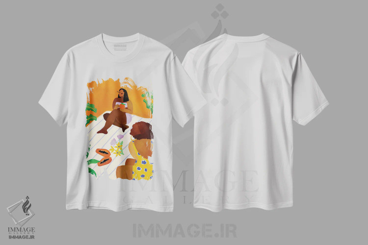 تیشرت سفید طرح دار در انتظار تابستان، هنر آمریکایی آفریقایی تبار اثر بریا نیکول | immage.ir