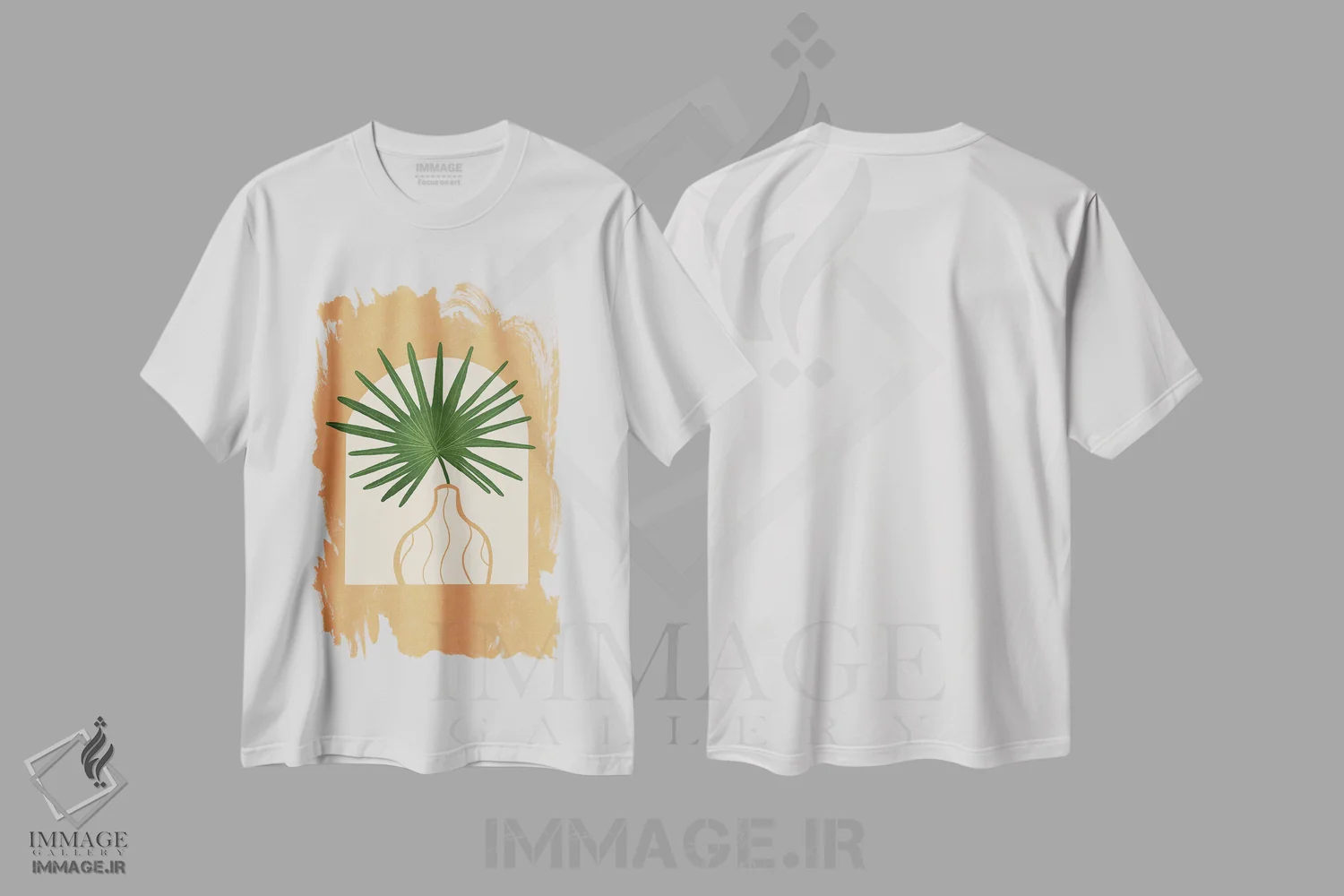 تیشرت سفید طرح دار نخل بادبزنی II، تزئینی اثر بریا نیکول | immage.ir