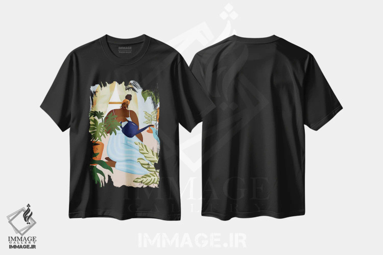 تیشرت مشکی طرح دار مادر گیاهان، هنر آمریکایی آفریقایی تبار اثر بریا نیکول | فروشگاه ایماژ