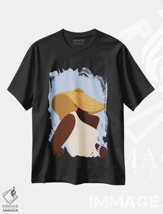 تیشرت مشکی طرح دار کلاه آفتابی II، هنر آمریکایی آفریقایی تبار اثر بریا نیکول | immage.ir