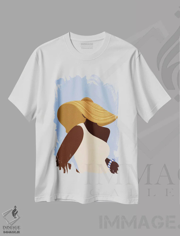 تیشرت سفید طرح دار کلاه آفتابی II، هنر آمریکایی آفریقایی تبار اثر بریا نیکول | فروشگاه ایماژ