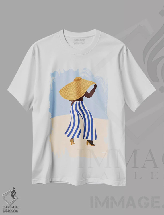 تیشرت سفید طرح دار کلاه آفتابی I، هنر آمریکایی آفریقایی تبار اثر بریا نیکول | immage.ir