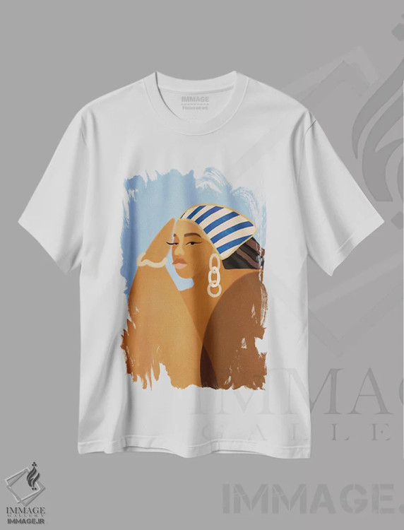 تیشرت سفید طرح دار نیا، هنر آمریکایی آفریقایی تبار اثر بریا نیکول | فروشگاه ایماژ