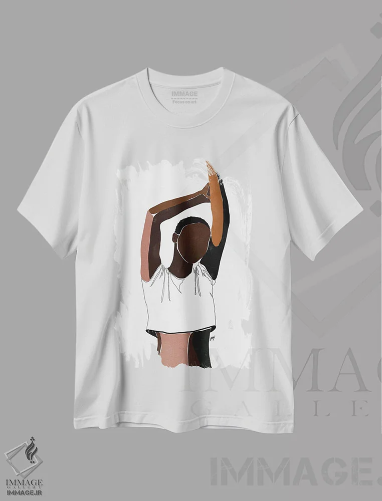 تیشرت سفید طرح دار سی ینا، هنر آمریکایی آفریقایی تبار اثر بریا نیکول | فروشگاه ایماژ