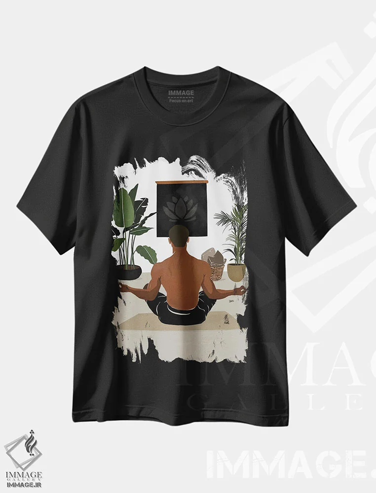 تیشرت مشکی طرح دار تمرکز، هنر آمریکایی آفریقایی تبار اثر بریا نیکول | فروشگاه ایماژ