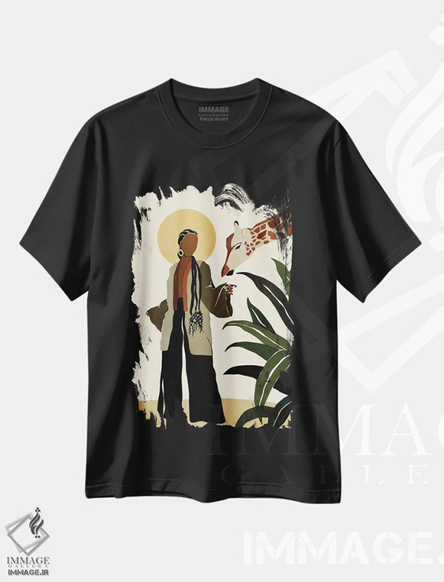 تیشرت مشکی طرح دار آری، هنر آمریکایی آفریقایی تبار اثر بریا نیکول | فروشگاه ایماژ
