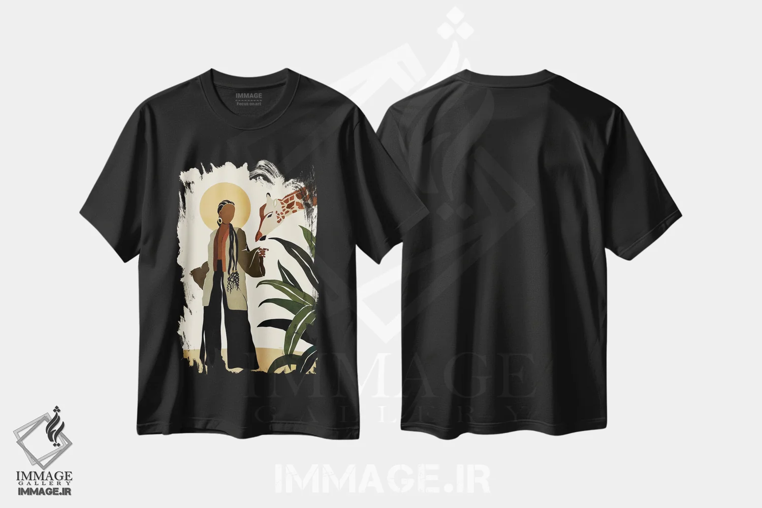 تیشرت مشکی طرح دار آری، هنر آمریکایی آفریقایی تبار اثر بریا نیکول | فروشگاه ایماژ