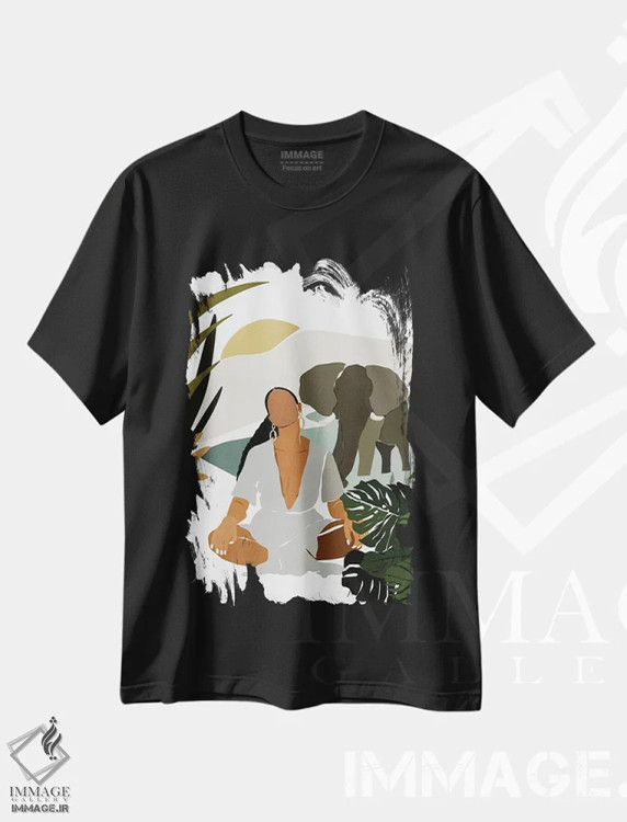 تیشرت مشکی طرح دار رِین، هنر آمریکایی آفریقایی تبار اثر بریا نیکول | immage.ir