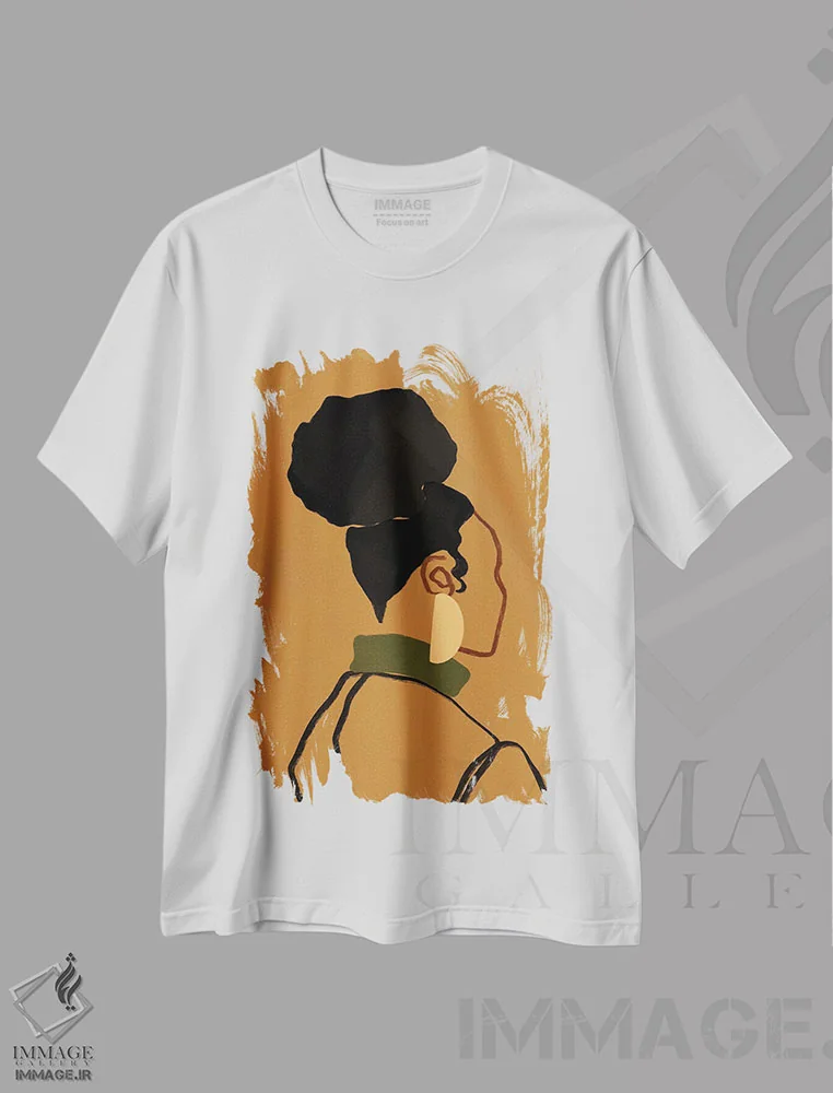 تیشرت سفید طرح دار جینا، هنر آمریکایی آفریقایی تبار اثر بریا نیکول | فروشگاه ایماژ