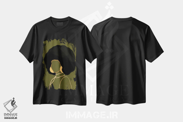 تیشرت مشکی طرح دار دیانا، هنر آمریکایی آفریقایی تبار اثر بریا نیکول | فروشگاه ایماژ