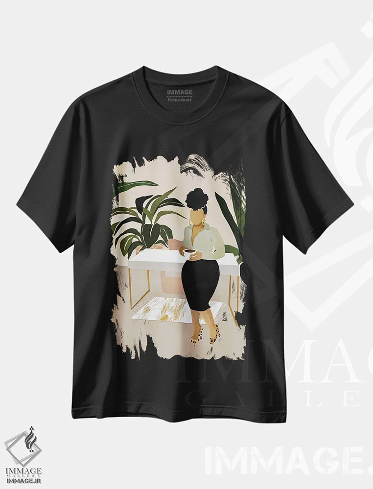 تیشرت مشکی طرح دار دختر رئیس، هنر آمریکایی آفریقایی تبار اثر بریا نیکول | immage.ir