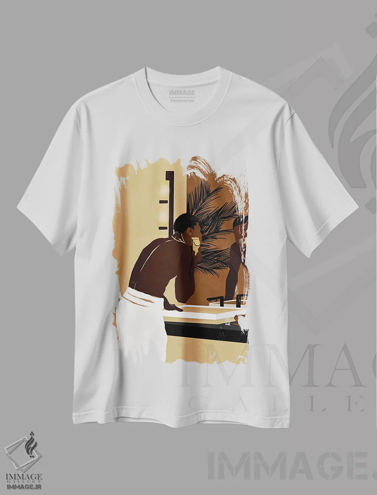 تیشرت سفید طرح دار هرس صبحگاهی، هنر دیجیتال اثر بریا نیکول | فروشگاه ایماژ
