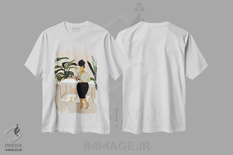 تیشرت سفید طرح دار دختر رئیس، هنر آمریکایی آفریقایی تبار اثر بریا نیکول | فروشگاه ایماژ