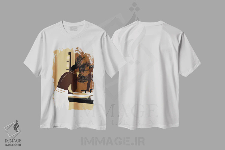 تیشرت سفید طرح دار هرس صبحگاهی، هنر دیجیتال اثر بریا نیکول | فروشگاه ایماژ