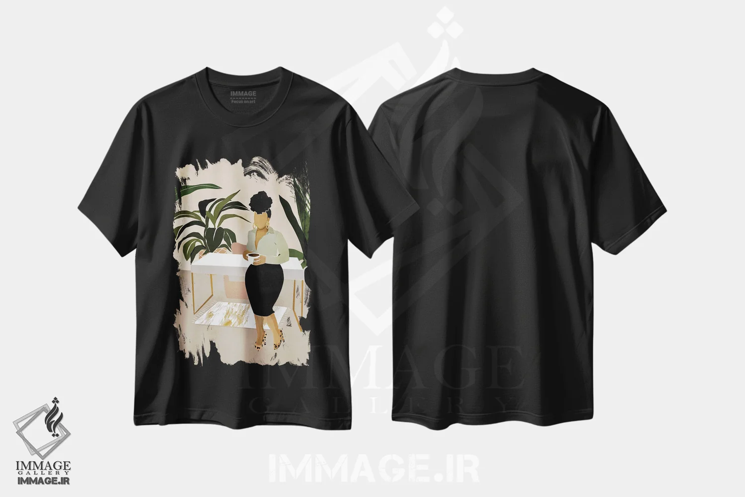 تیشرت مشکی طرح دار دختر رئیس، هنر آمریکایی آفریقایی تبار اثر بریا نیکول | immage.ir