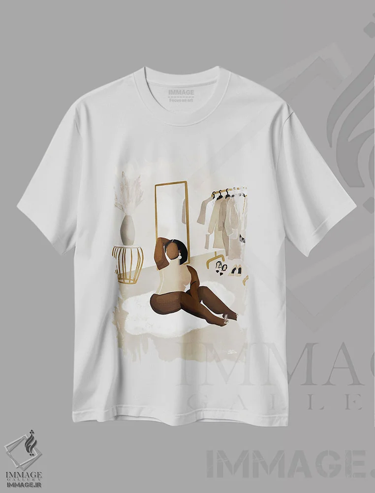 تیشرت سفید طرح دار دنا، هنر آمریکایی آفریقایی تبار اثر بریا نیکول | فروشگاه ایماژ