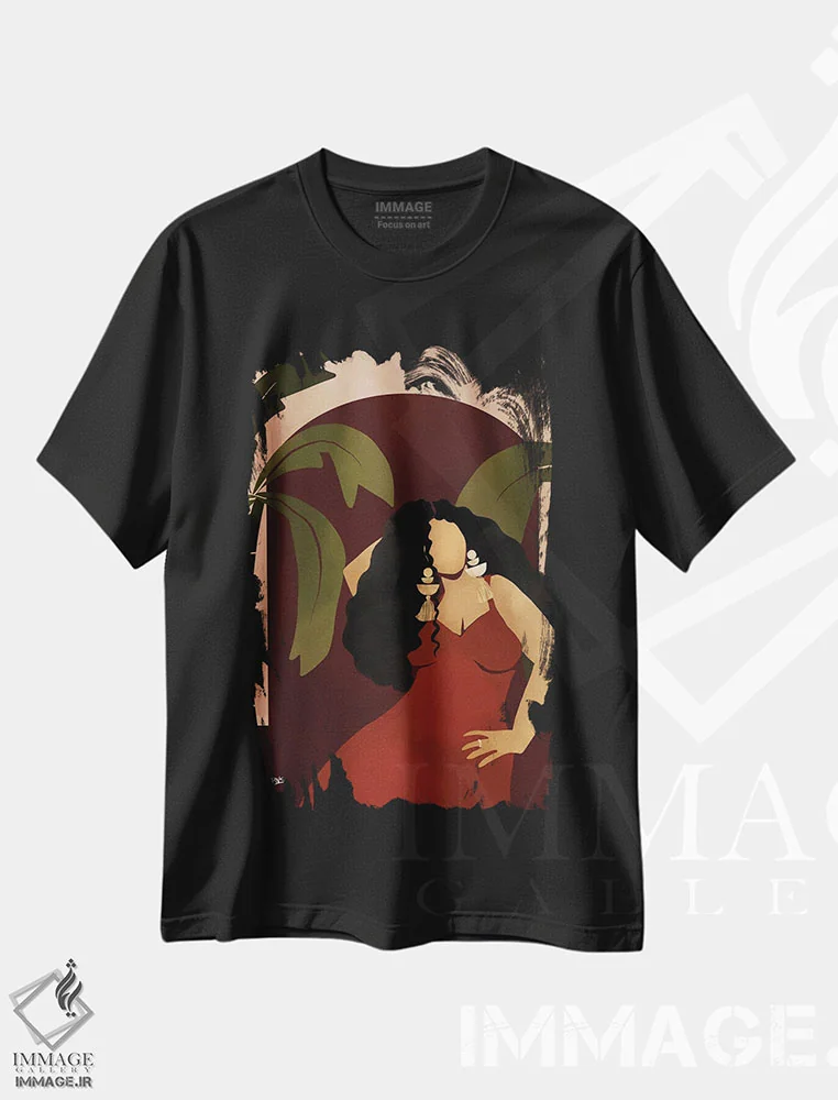 تیشرت مشکی طرح دار کامیل، هنر آمریکایی آفریقایی تبار اثر بریا نیکول | فروشگاه ایماژ