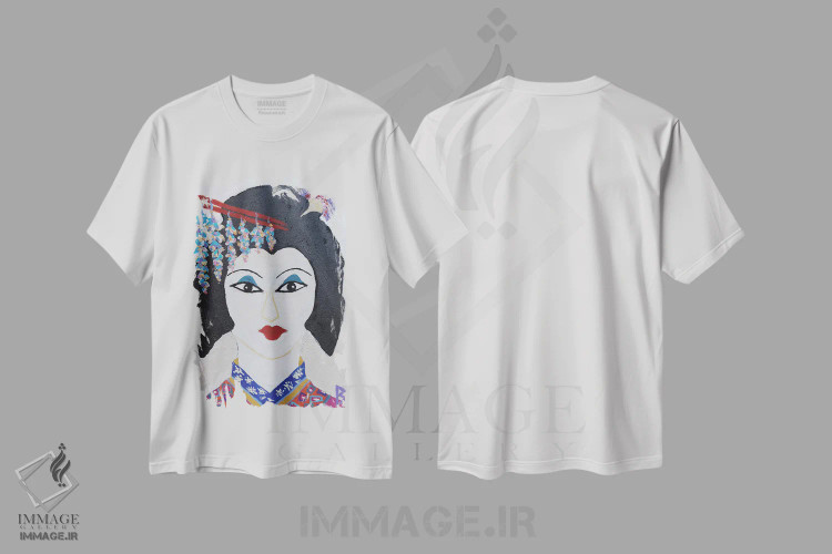 تیشرت سفید طرح دار زن ژاپنی، دکور آسیایی اثر بریت بردال نیلسن | فروشگاه ایماژ