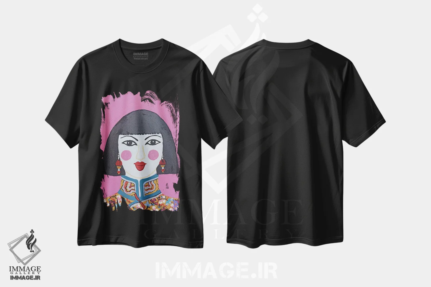 تیشرت مشکی طرح دار زن جوان چینی، دکور آسیایی اثر بریت بردال نیلسن | immage.ir