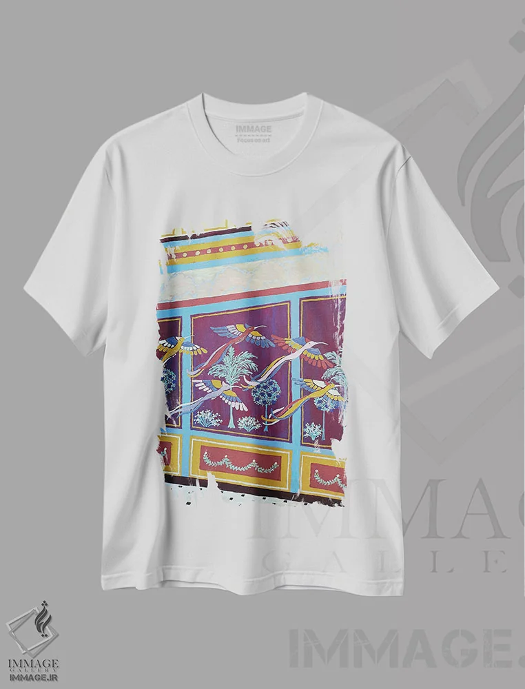 تیشرت سفید طرح دار پمپئی، ایتالیا، تزئینی اثر بریت بردال نیلسن | فروشگاه ایماژ
