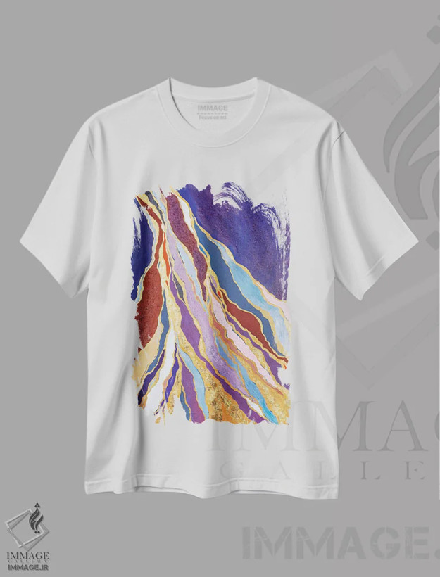 تیشرت سفید طرح دار رودهای طلایی اثر بریت بردال نیلسن | فروشگاه ایماژ