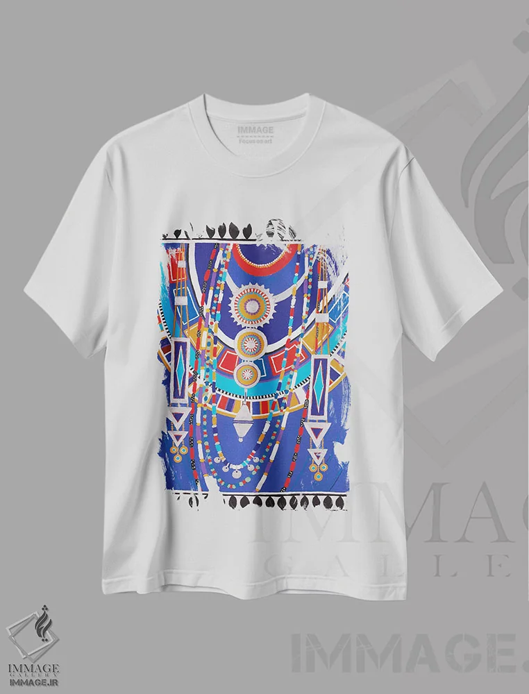تیشرت سفید طرح دار زن ماسایی II، دکور آفریقایی اثر بریت بردال نیلسن | immage.ir