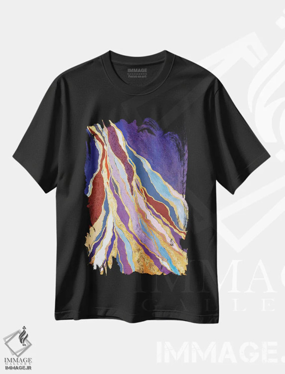 تیشرت مشکی طرح دار رودهای طلایی اثر بریت بردال نیلسن | immage.ir