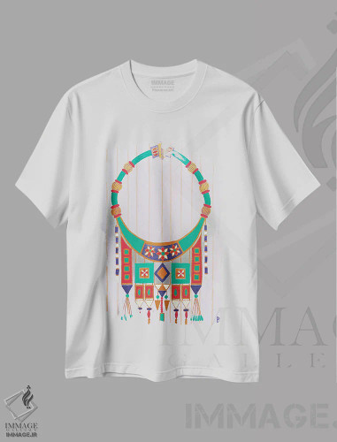 تیشرت سفید طرح دار گردنبند مورد علاقه شاهدخت، هنر فاخر معاصر اثر بریت بردال نیلسن | فروشگاه ایماژ
